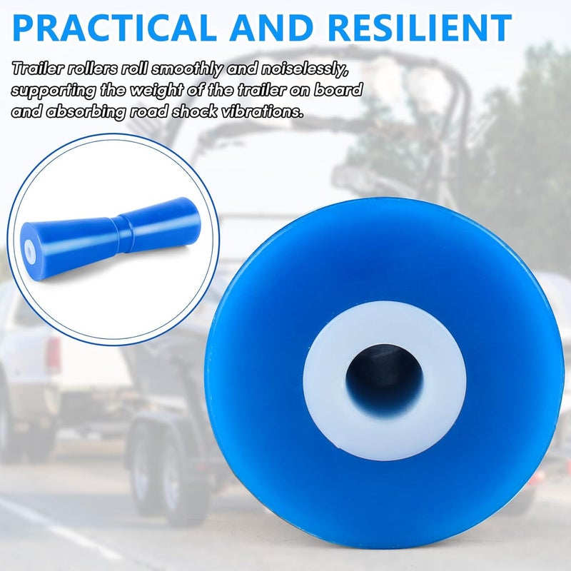 BALAVA Boat Trailer Roller 8/10/12in,Keel Rollers for Boat Trailer,Heavy Duty PU Bow Roller Boat Trailer Accessories Replacement Boat Trailer Parts Fits 5/8" Shaft (Blue,1/2 Pack) - Image 4
